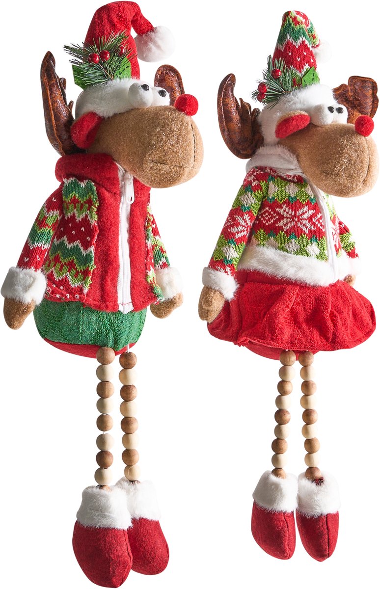 GEITSJOEN - Kerstdecoratie set van 2 - Polyester - Meerkleurig