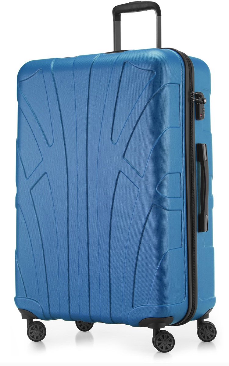 SnelShoppen - Grote Uitbreidbare Harde Koffer 76x53x31 cm Cyaan Blauw met TSA Slot en 4 Dubbele Wielen - Lichtgewicht en Ergonomisch voor Vakanties en
