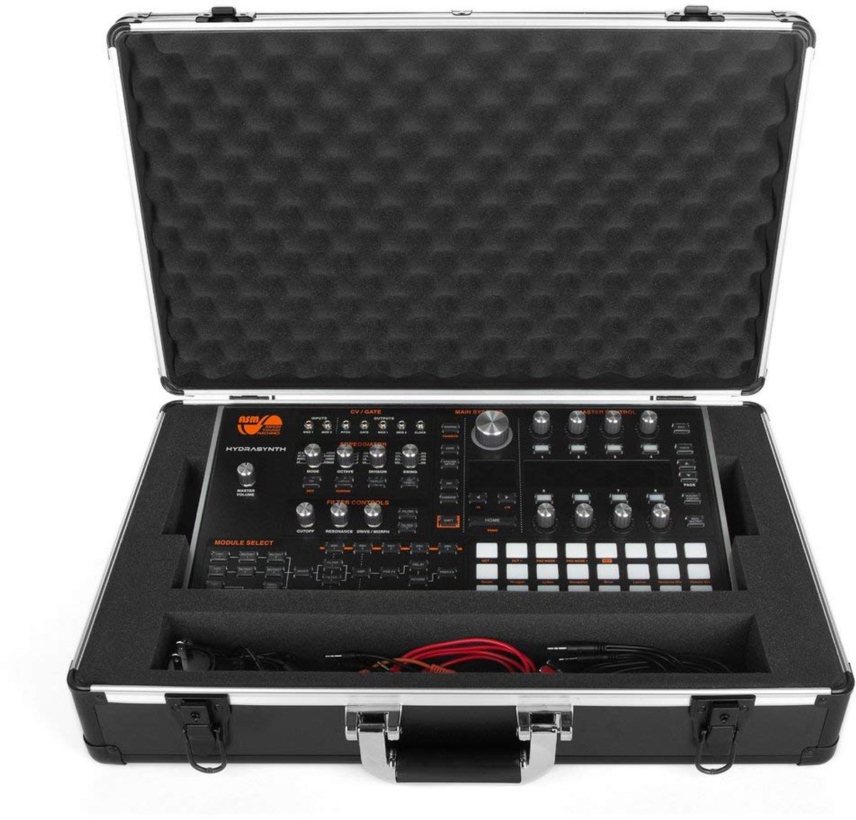 SnelShoppen - Analoge Koffer voor Synthesizers - UNISON Case voor ASM Hydrasynth Desktop - Gewatteerd, Aluminium Hoekbescherming, Kabelopbergvakken, Z