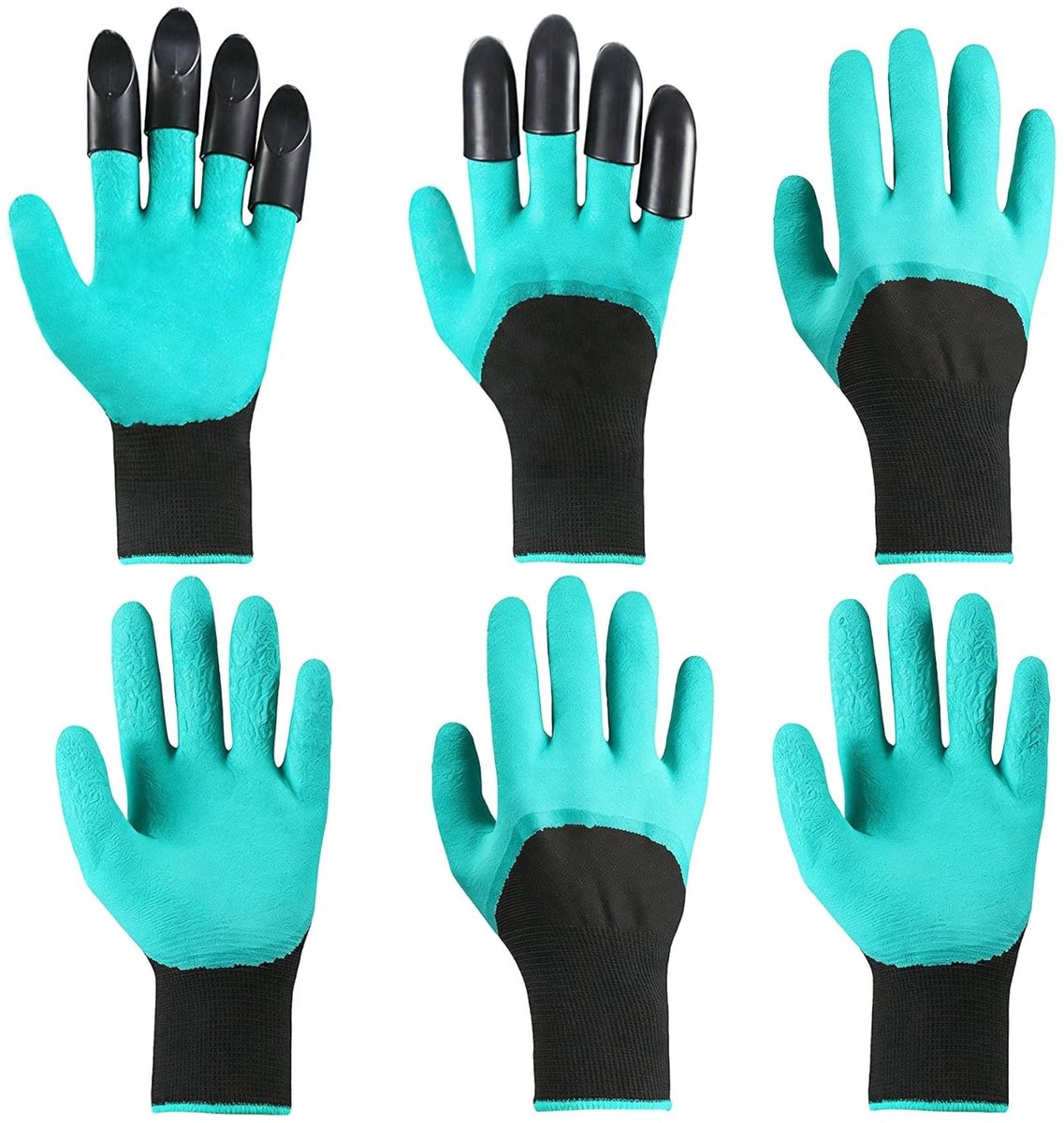 3-Pack Ademend Tuinhandschoenen met Klauwen, Antislip en Flexibele Pasvorm voor Onkruid Wieden en Tuinieren, One Size, Ideaal voor Planten en Tuinonderhoud