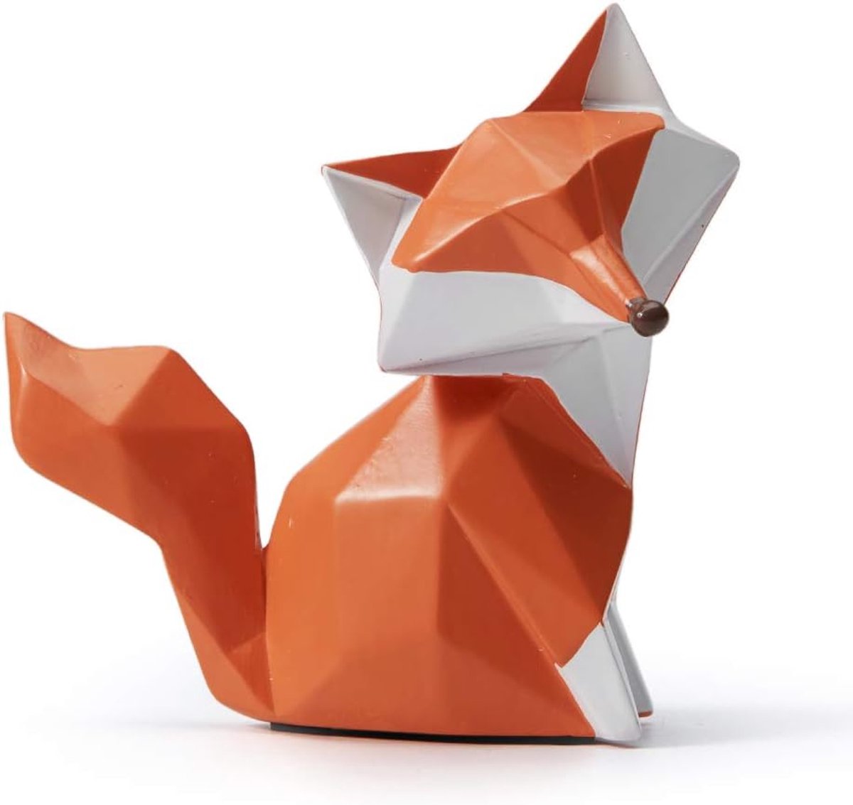SnelShoppen - Geometrische Moderne Fox Dier Sculptuur Beeld Decoratie voor Thuis - Polyresin 9.5cm - Uniek Cadeau in Geschenkdoos