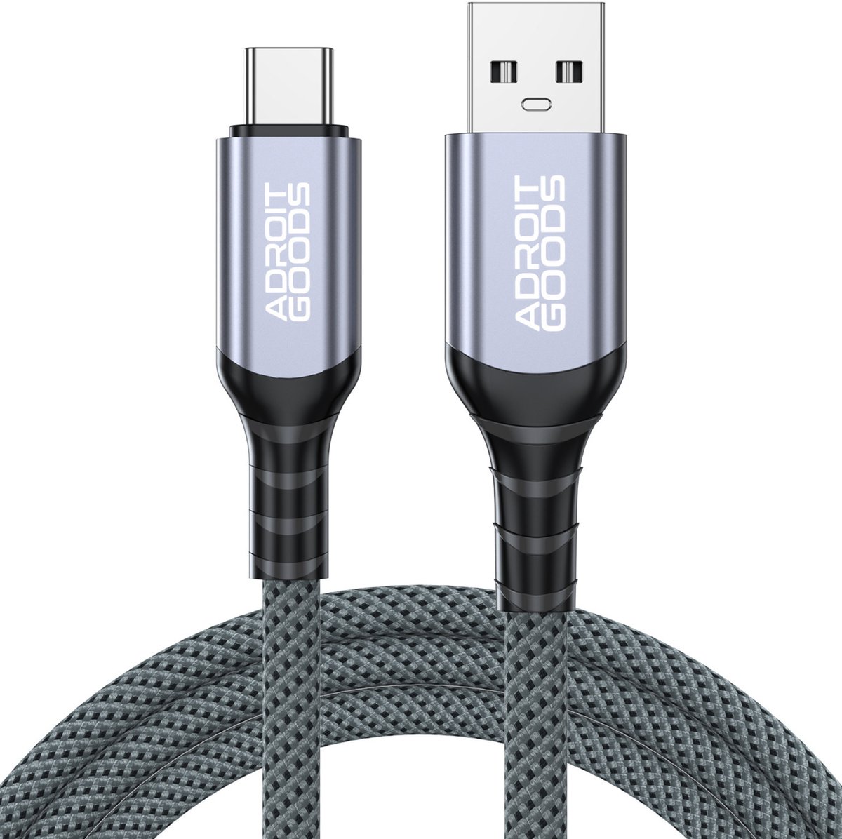 AdroitGoods USB-C naar USB-A Kabel USB 3.2 Gen2 10Gbps Snelle Data 60W Snelladen Nylon Gevlochten Type-C Data Kabel Duurzaam - 1 m