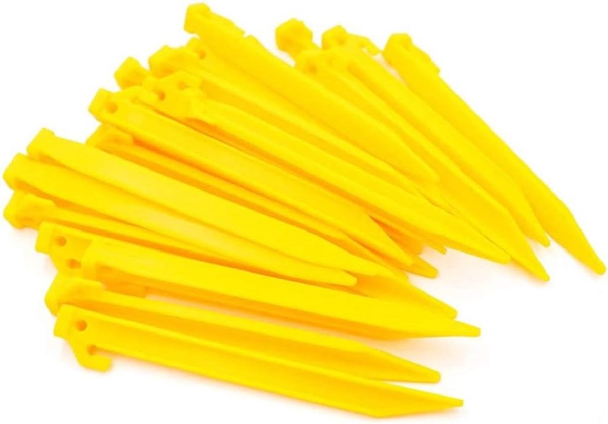 SnelShoppen - 24x 22.5cm Sterke Plastic Tent Pegs - Duurzaam en Lichtgewicht - Ideaal voor Camping, Caravan, Tuin en Feesten - Antislip Haak en Ooggat