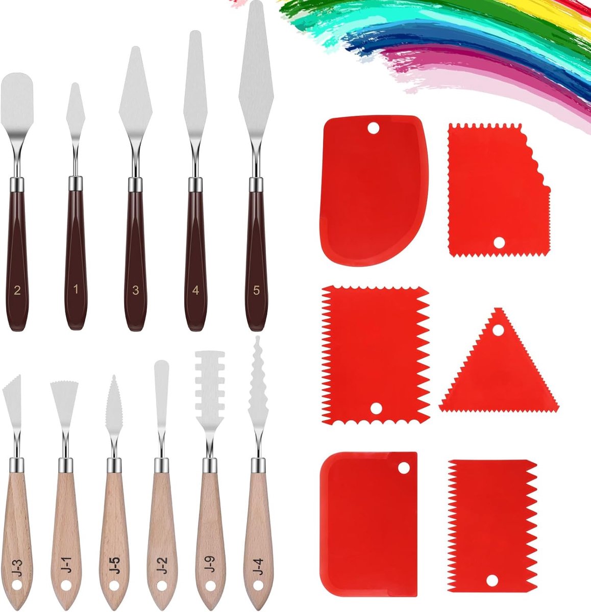 SnelShoppen - 11-delige Palette Knife Set voor Schilderen, Roestvrijstalen Spatelset met Houten Handvatten, Ideaal voor Kunst en Ambacht, Voor Oliemal