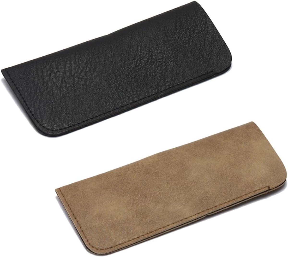 SnelShoppen - Set van 2 Zachte PU Brilcases voor Zonnebrillen en Leesbrillen met Draagbare Reistas - Handige Bescherming voor Mannen, Vrouwen en Kinde