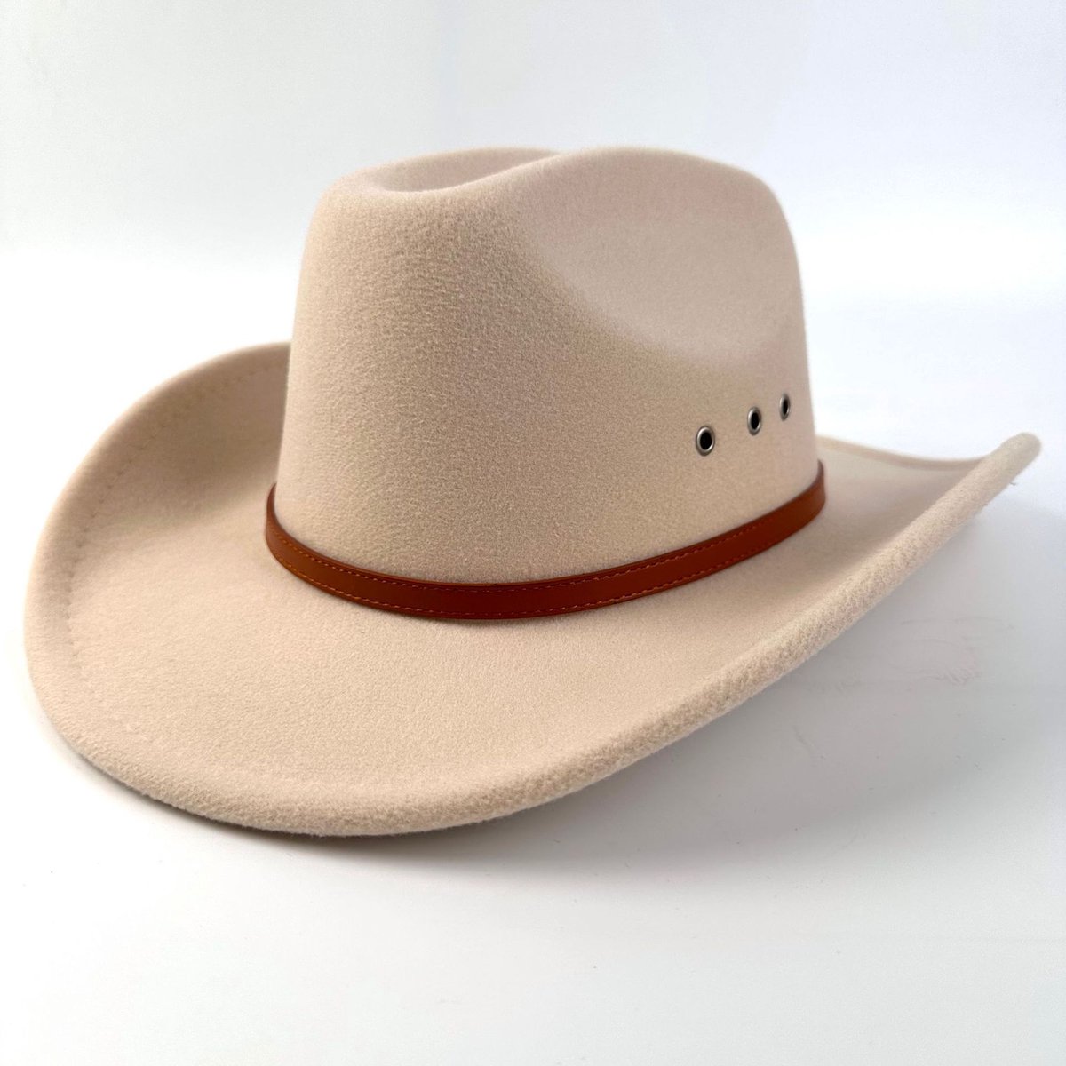 Vilt Cowboyhoed - Klassieke Fedora voor Dames en Heren - Brede Rand Met Riemgesp voor Buitengebruik - Khaki
