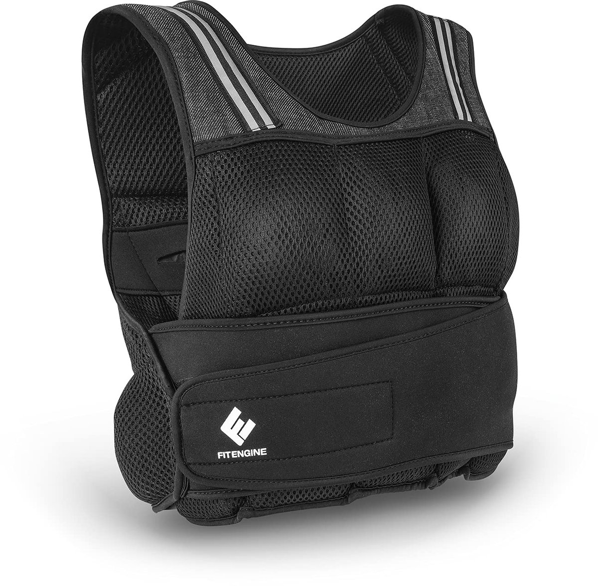 SnelShoppen - FitEngine Gewichtsvest met uitneembare gewichten tot 10 kg, 36 zandzakken van 540 g, zweetafstotend, functionele pasvorm voor joggen, pu
