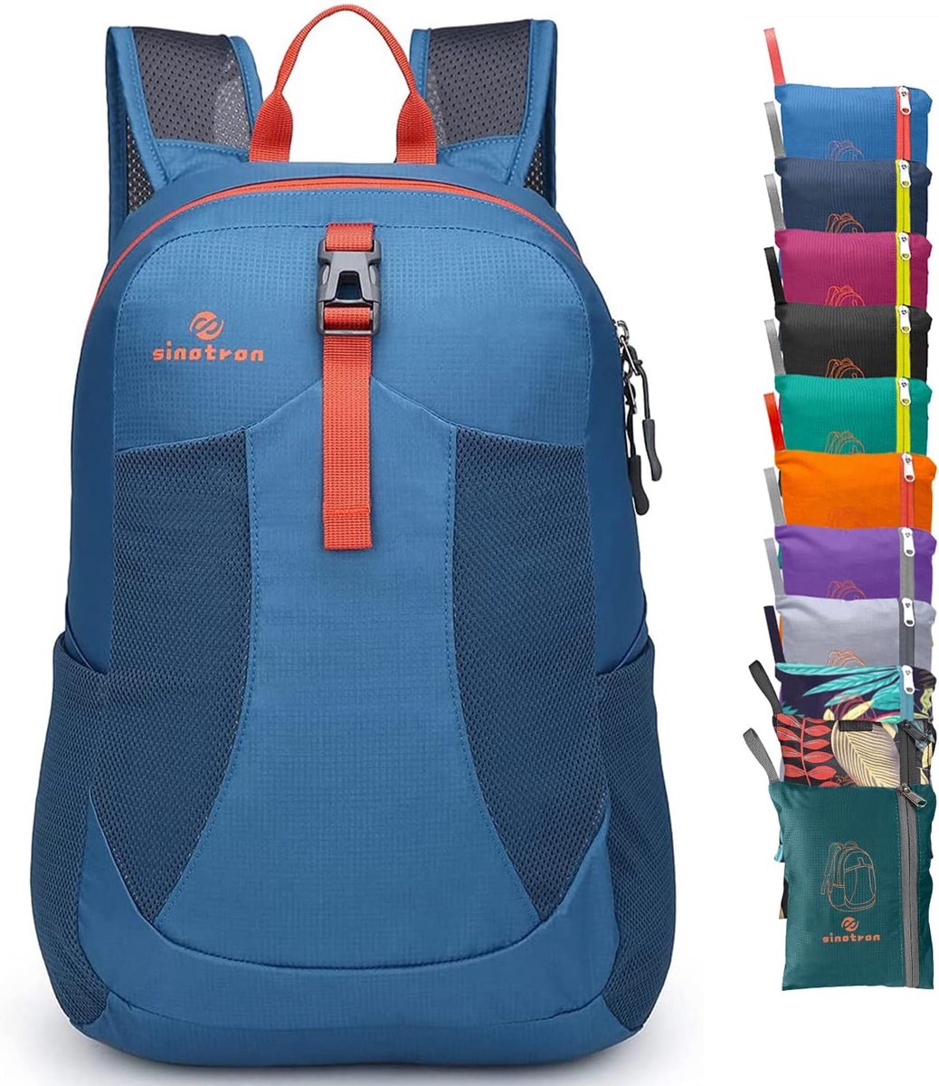 SnelShoppen - Lichtgewicht Opvouwbare Rugzak - Kleine Wandelrugzak - Dagpakket voor Reizen, Kamperen, Outdoor, Vakantie - Blauw - Ideaal voor Dagtocht