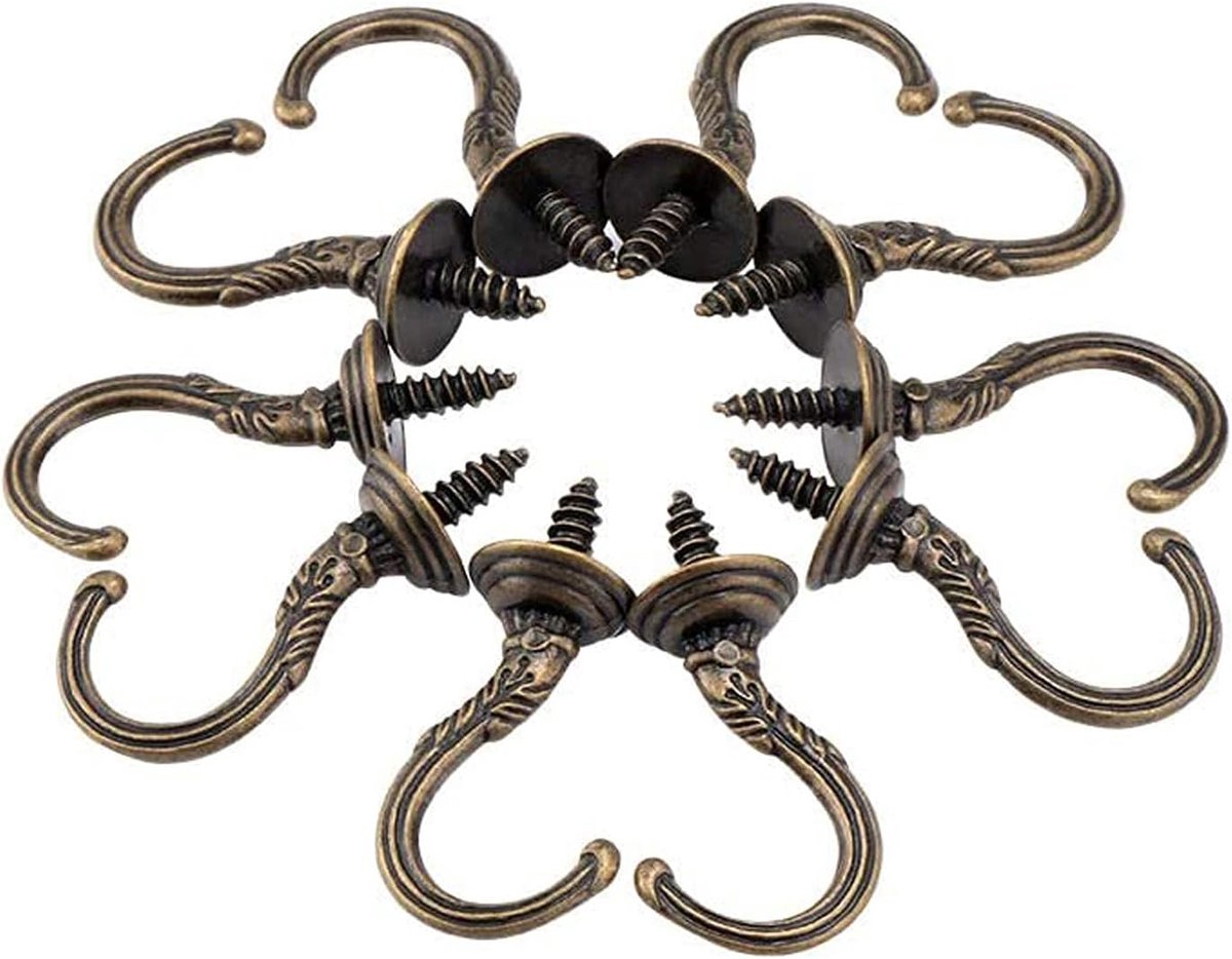 SnelShoppen - RoserRose Schroefhaken - 10 Stuks - Retro Ceiling Wall Hooks voor Binnen en Buiten - Geschikt voor Kleding, Lampen, Bekers - 40mm, 4.5kg