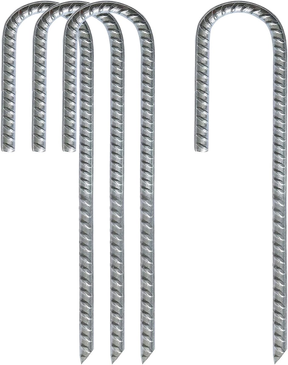 SnelShoppen - Ground Peaks Tentpinnen 30cm - Galvanized Steel Grondankers - Heavy Duty J-Hook Tuinpennen voor Camping, Tenten, Trampolines, Swing Sets