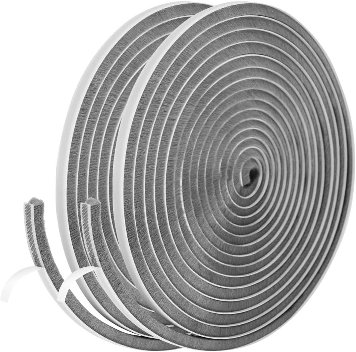 SnelShoppen - 2 Rollen 6m Zelfklevende Borstel Seal Strip, 9mm(W) x 9mm(T), Deur Raam Borstel, Weerstrip, Luchtdicht, Voor Schuifdeur en Raam