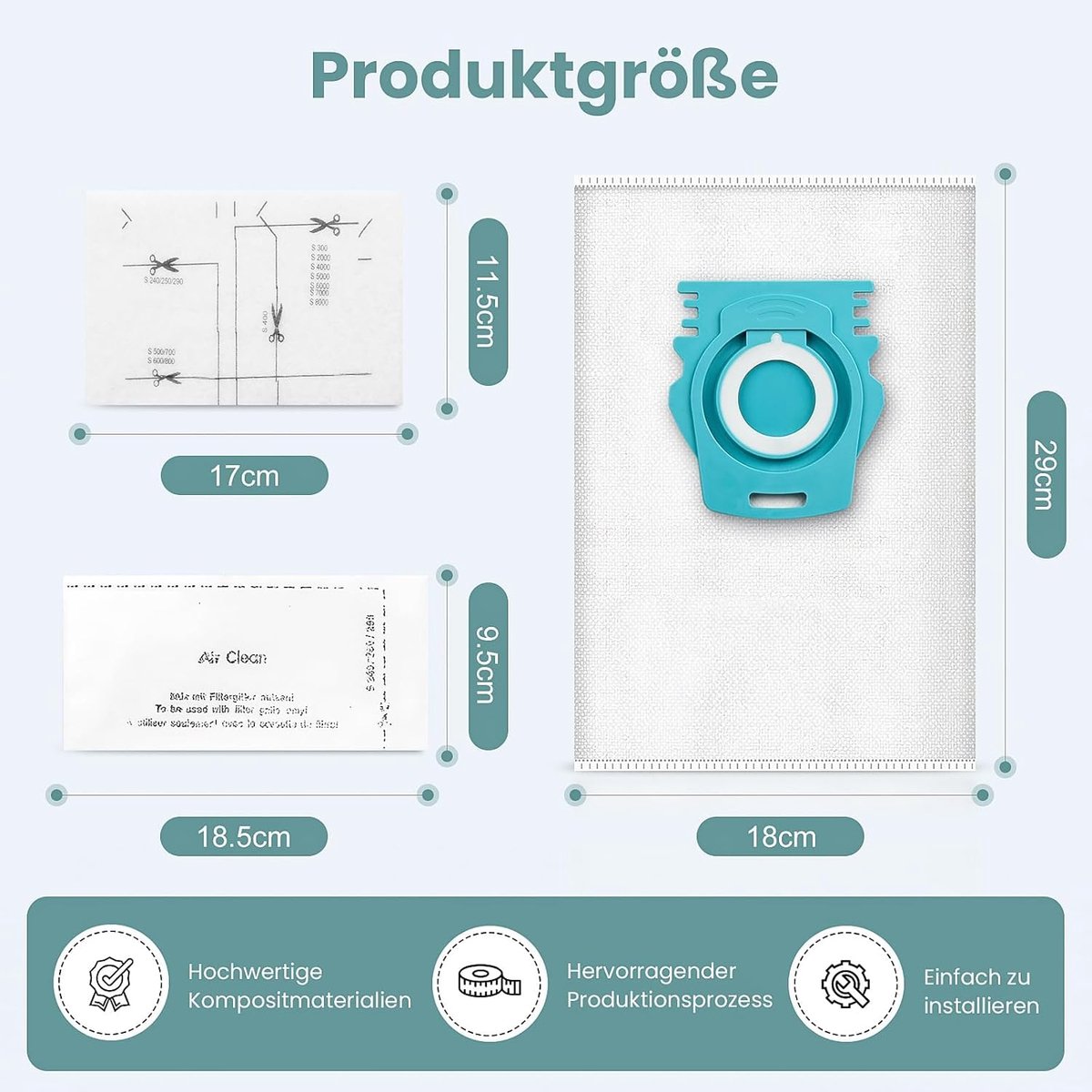 SnelShoppen - Pack van 12 Stofzuigerzakken voor Robotstofzuiger, Hoge Capaciteit, Inclusief 2 Motorfilters, Ideaal voor Guard S1 en Guard L1, Duurzaam