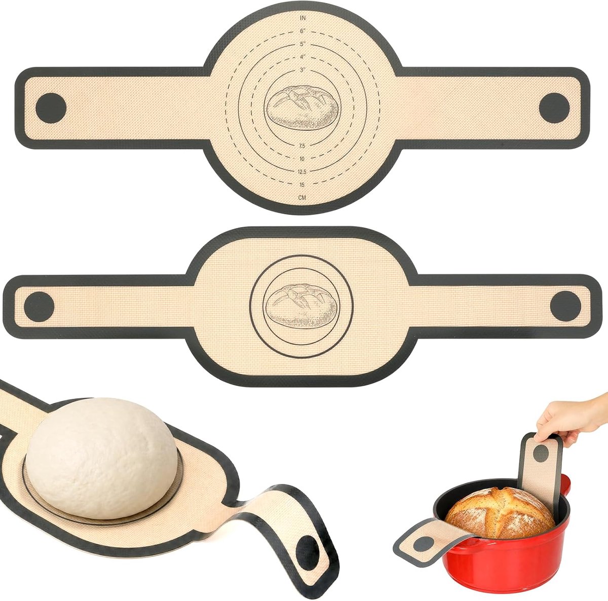 SnelShoppen - Set van 2 Siliconen Bakmatten voor Brood - Hittebestendig en Anti-aanbak - Herbruikbare Bakaccessoires voor Keuken, 56 x 21 cm en 58,5 c