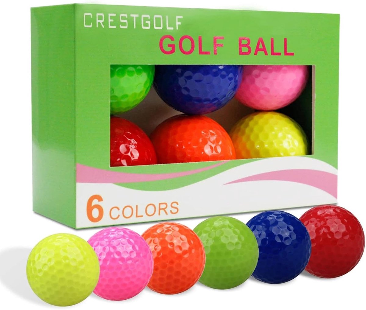 SnelShoppen - Golfballen Set voor Beginners & Professionals - 6 Kleurige Golfballen - Perfect voor Kids, Indoor & Outdoor Gebruik, Organiseer Groepen,