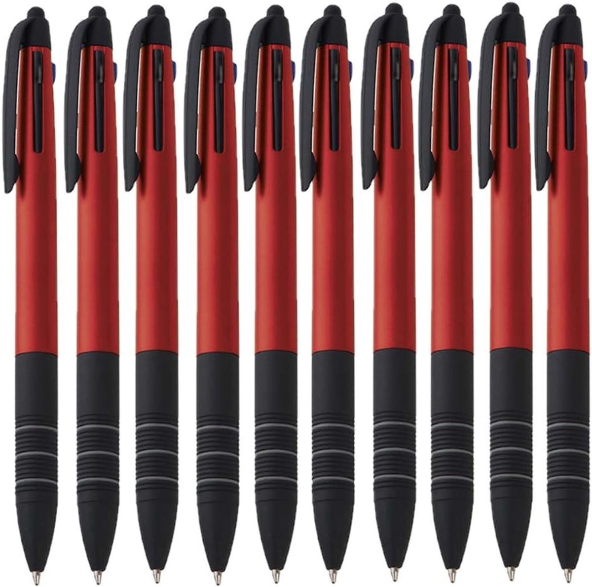 SnelShoppen - 10-Piece Balpen Set met Touch Pen Functie in Rood, Blauw en Zwart - 4-in-1 Schrijfinstrument voor Kantoor, Thuis en Mobiele Apparaten