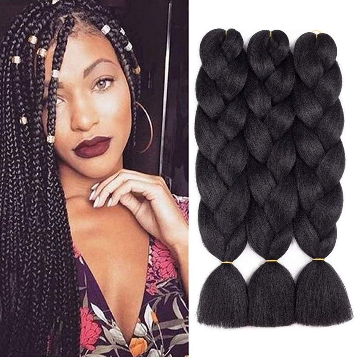 SnelShoppen - Ombre Braiding Hair Extensions 24inch - Kanekalon Haar - 3 Pack - Hoge Temperatuur Synthetisch - Zacht en Duurzaam - Perfect voor Vlecht