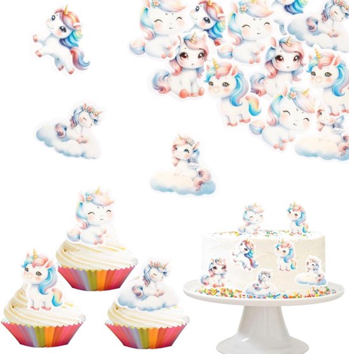 Eenhoorn Taartdecoratie voor Meisjes Kinderfeestje en Verjaardagviering