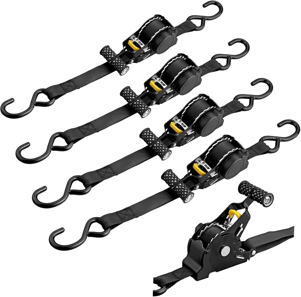 SnelShoppen - 4PCS Auto Retractable Ratchet Banden - 25mm Breed - 3.3m Lengte - 720LB Capaciteit - Ideaal voor Transport en Verhuizen