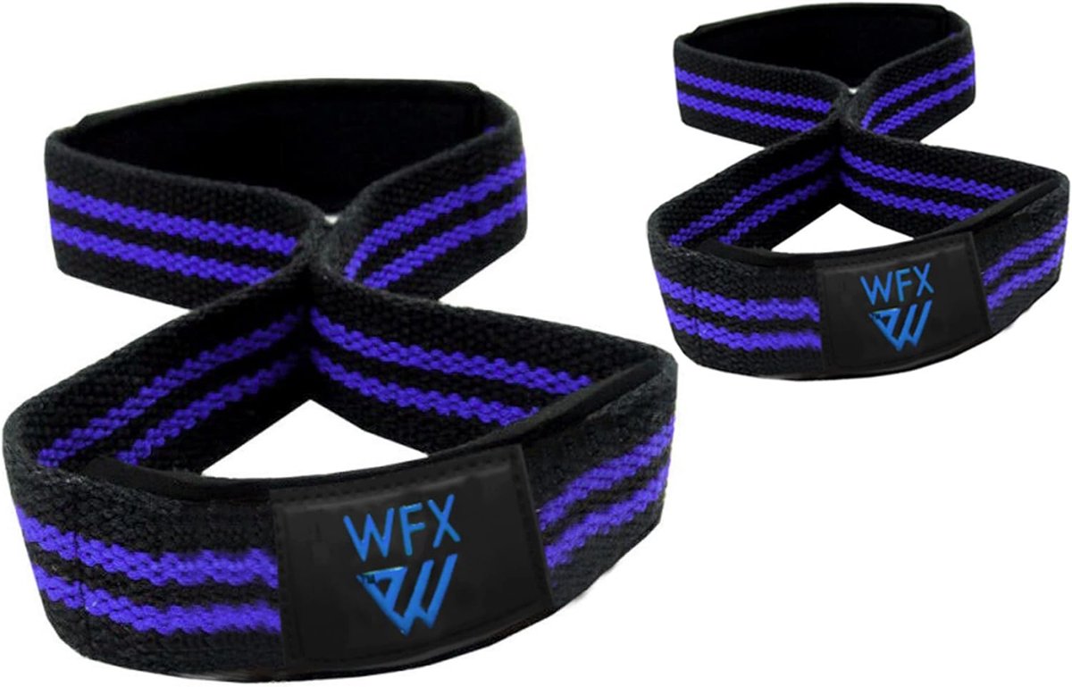 SnelShoppen - Gewichtheffen Straps Padded Figure 8 - Polssteun Gym Wraps voor Mannen en Vrouwen - Fitness Bodybuilding Powerlifting - Dubbele Lussen v