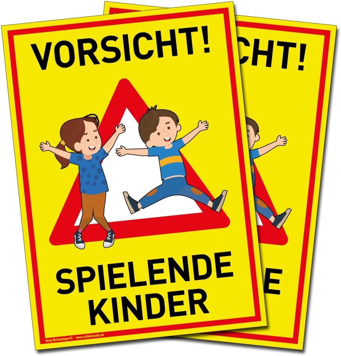 SnelShoppen - 2 Stuks Waarschuwingsborden Kinderen Spelen | 30 x 42 cm | Weerbestendig PVC Bord met UV Bescherming | Signaal Geel | Let op Spelende Ki