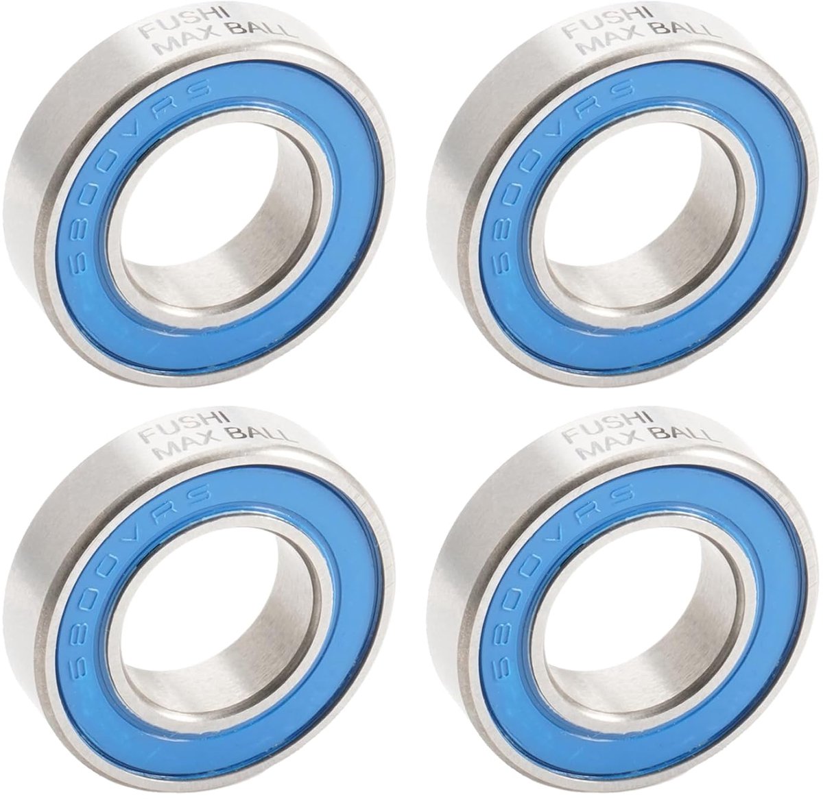 SnelShoppen - 6800 VRS MAX Cartridge Lagertjes 10x19x5mm Chroom Staal Blauw Geseald - 4 Stuks Volle Kogellagers voor MTB Hub Pivot