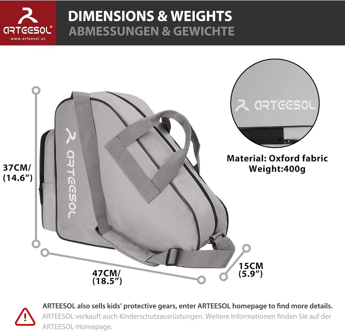 SnelShoppen - Roller Skate Bag, Ice Bag, Inline Skate Bag voor Kinderen en Volwassenen - Waterdicht, Scheurbestendig Nylon, Met Schouderpad en Verster