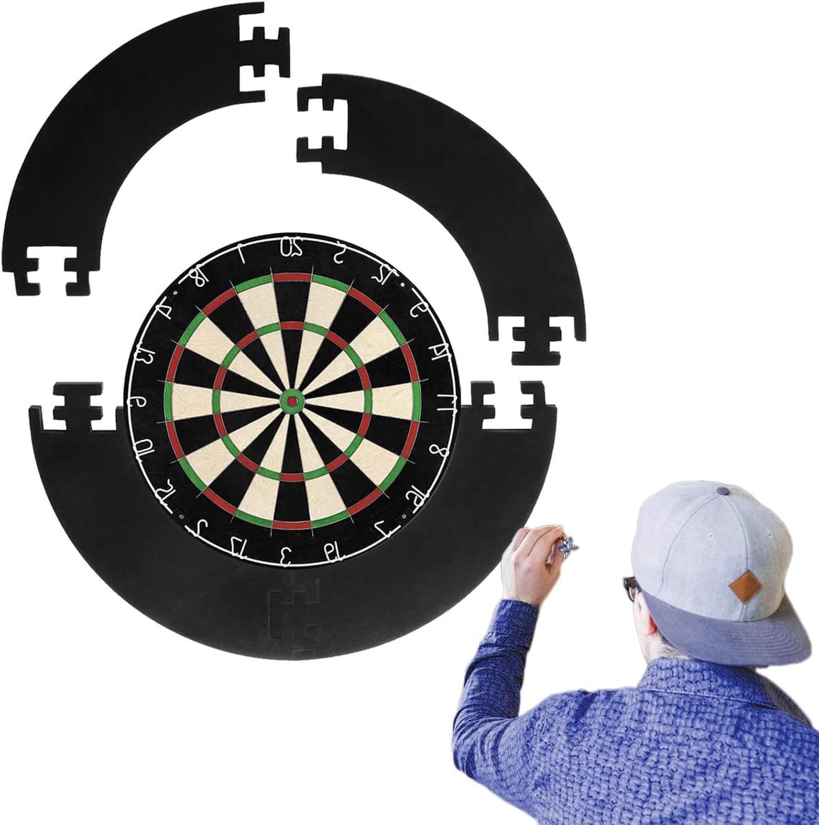SnelShoppen - Dart Catcher Ring - Dart Board Frame voor Wandbescherming - Dart Board Protector Set van 5 - Zwart - Lichtgewicht EVA Schuim - Ideaal vo