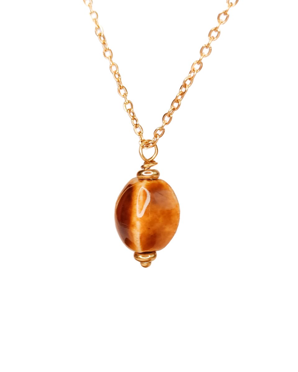 Ava & Imber | Keramiek Ketting Oker | Damesketting met Keramieken Hanger in Okergeel | Subtiele Ketting in Cadeaudoosje van 18k PVD Gecoat Stainless Steel