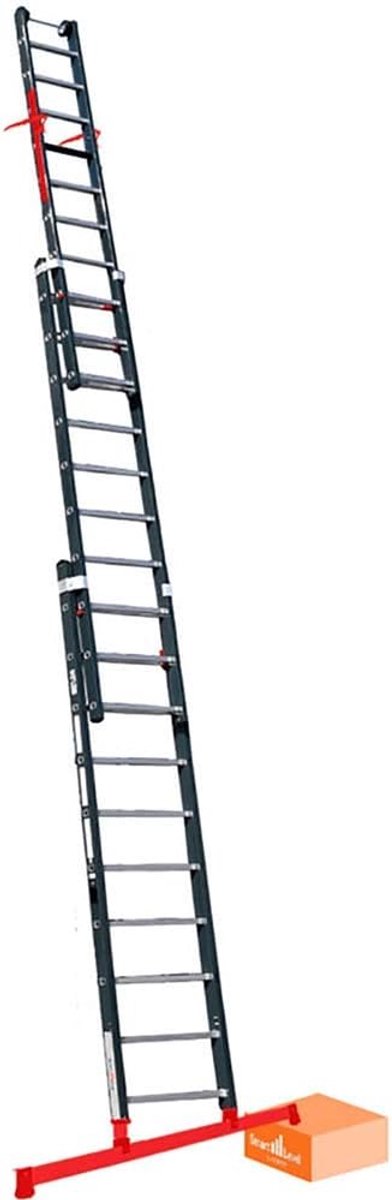 SnelShoppen - Smart Level Ladder 3-delig - Premium Aluminium met Topsafe Systeem - 8.25 m Lang - Antislip - Verstelbaar - Ideaal voor Tuin, Klussen en