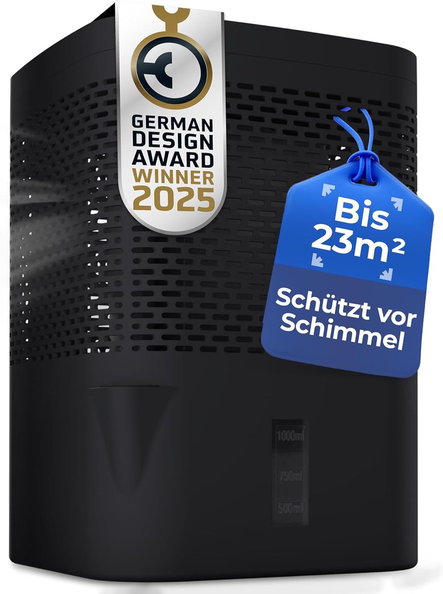 SnelShoppen - Dehumidifier zonder stroom tot 23 m², 360° ventilatie, kamerontvochtiger met spout en 680 g ontvochtigingskorrels, voorkom schimmel en g