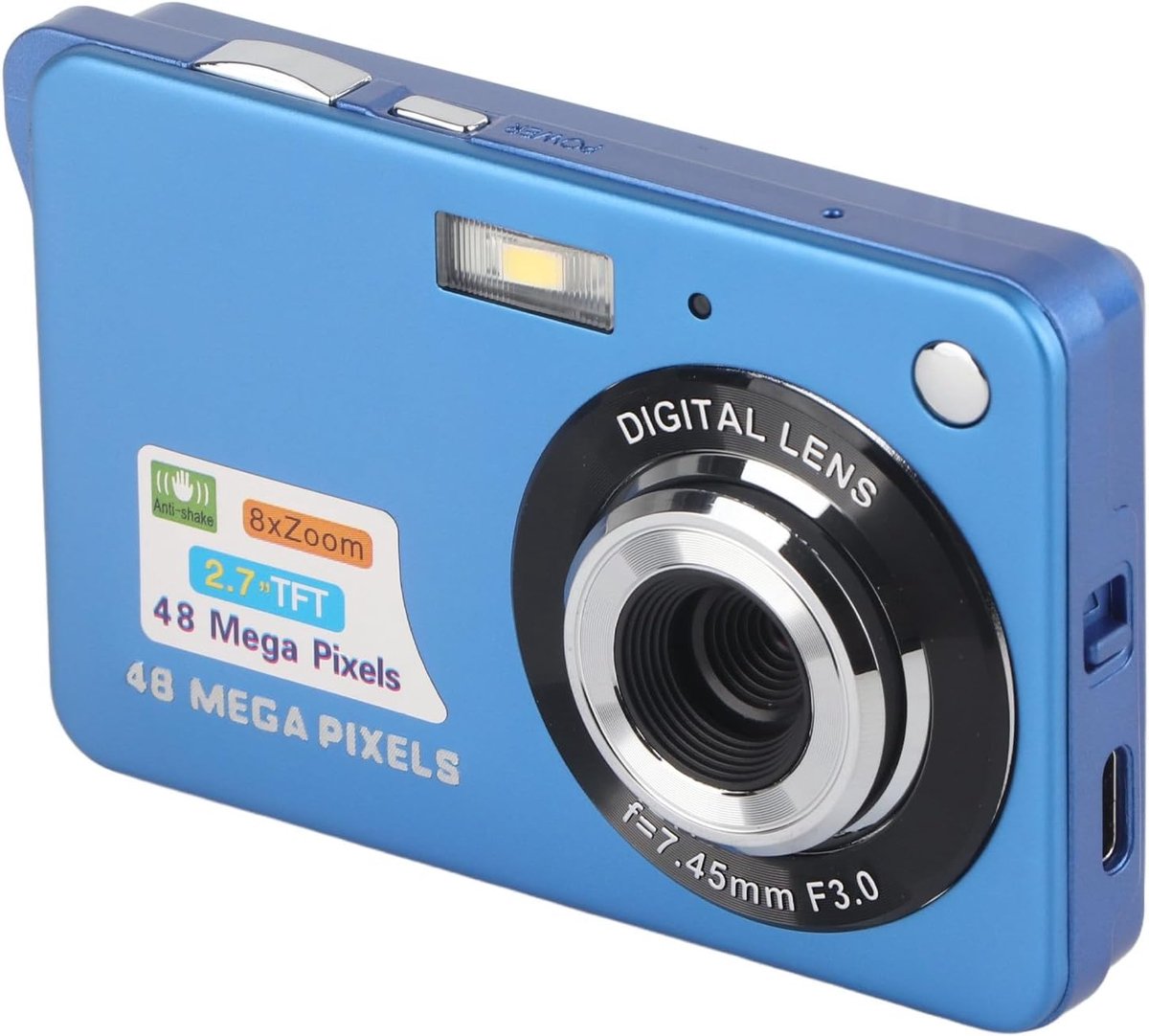 SnelShoppen - 4K Digitale Camera 48MP met 2.7 Inch LCD Scherm, 8x Zoom, Antischok, Vloggen en Fotografie Camera, Compact en Draagbaar voor Video en Mi