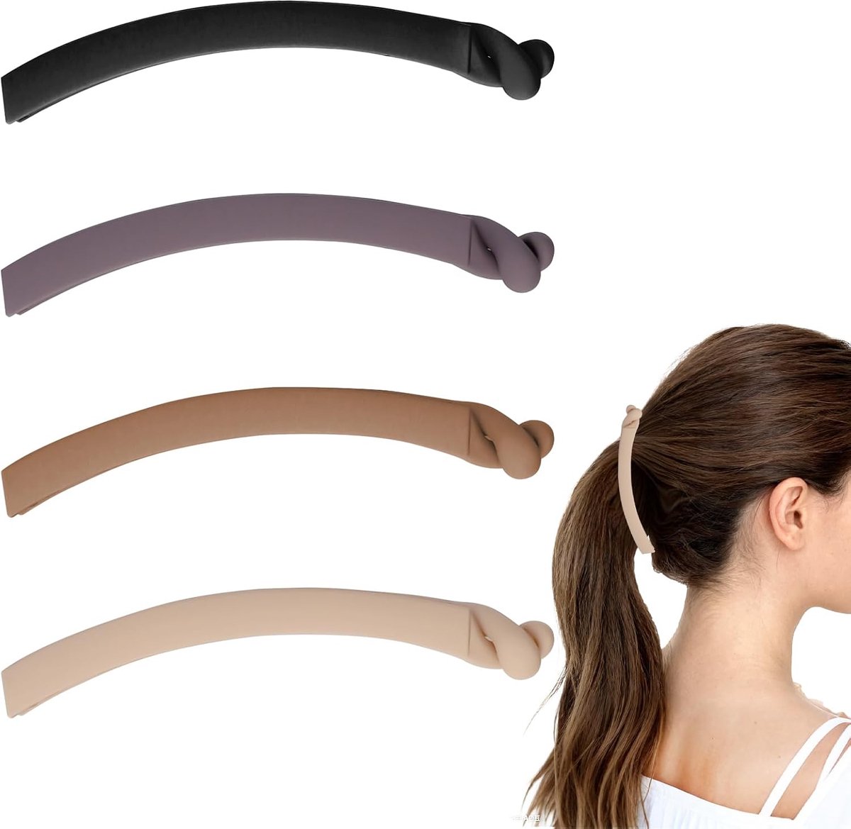 SnelShoppen - 4 Stuks Banana Haar Clips - Non Slip Grote Banana Clips voor Vrouwen - Vintage Matte Haaraccessoires voor Dikke Krullen en Styling - Per