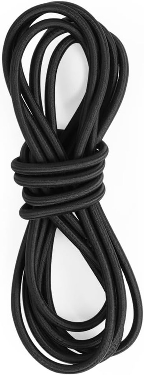 SnelShoppen - Bungee Cords 6mm x 5m - Heavy Duty Elastische Bungee Touw voor Trailer, Tent, Kayak, Backpack, DIY Projecten - Zwart