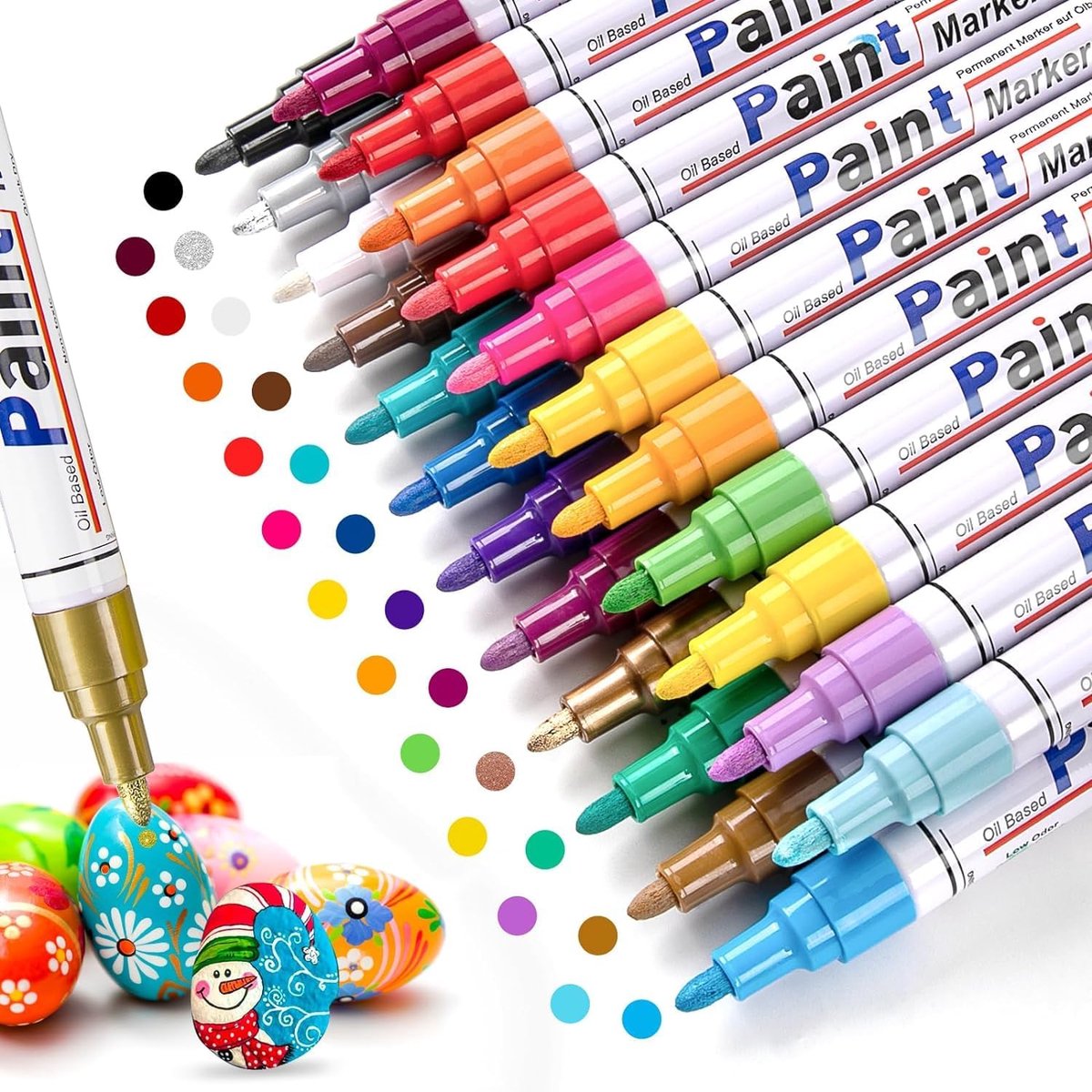 SnelShoppen - 24 Kleuren Paint Pens - Waterdichte Permanente Marker voor Hout, Steen, Metaal, Plastic, Keramiek - Ideaal voor Kunst, Klussen en Creati