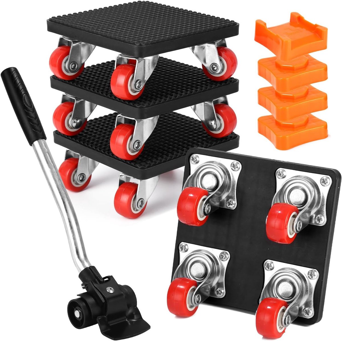 SnelShoppen - Heavy Duty Meubelwielset met 360° Draaiwielen, Meubelheffer met Rem voor Verplaatsen van Meubels, Koelkast en Wasmachine, 4 Stuks