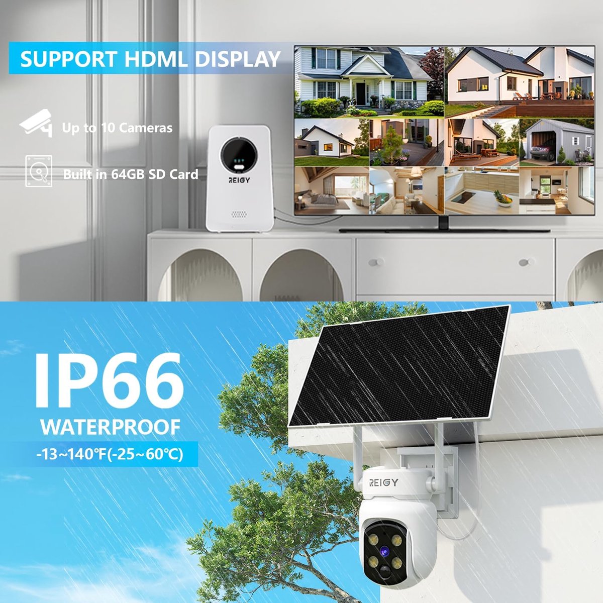 SnelShoppen - 2pcs 4MP Outdoor Wi-Fi Beveiligingscamera met Zonnepaneel - 100% Draadloos, 360° Rotatable, 5200mAh Accu, Ideaal voor Tuin en Buiten