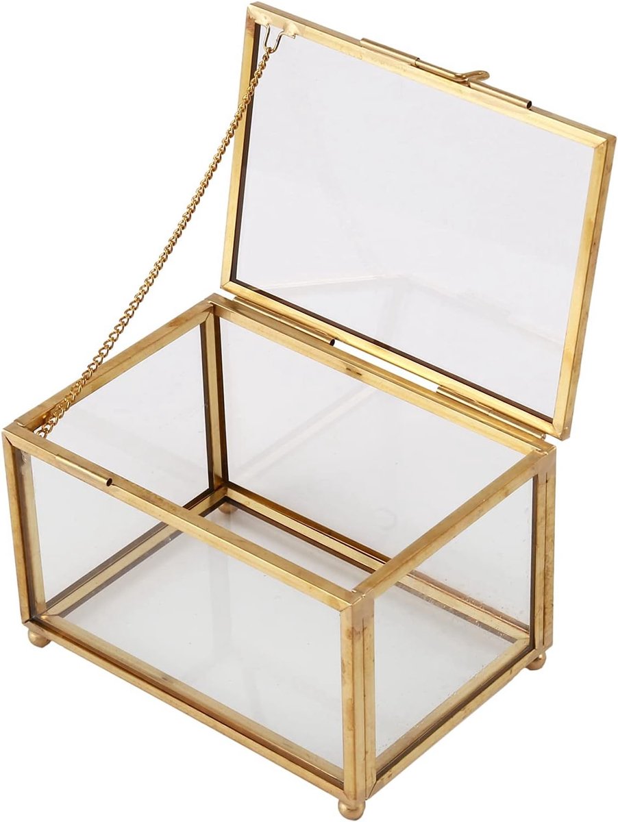 SnelShoppen - Geometric Glass Jewelry Box Terrarium Box Goud voor Sieraden, Souvenirs, Planten, Decoratie, Perfect voor Feest, Bruiloft en Interieur