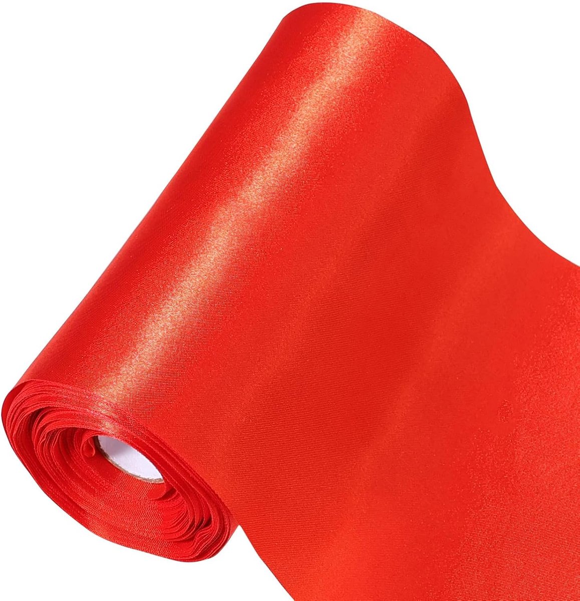 SnelShoppen - Grote Satijnen Striklint 15cm x 20m - Breed Cadeaulint voor Bruiloft, Feestdecoratie, Opening Ceremonie & Auto Versiering - Rood Polyest