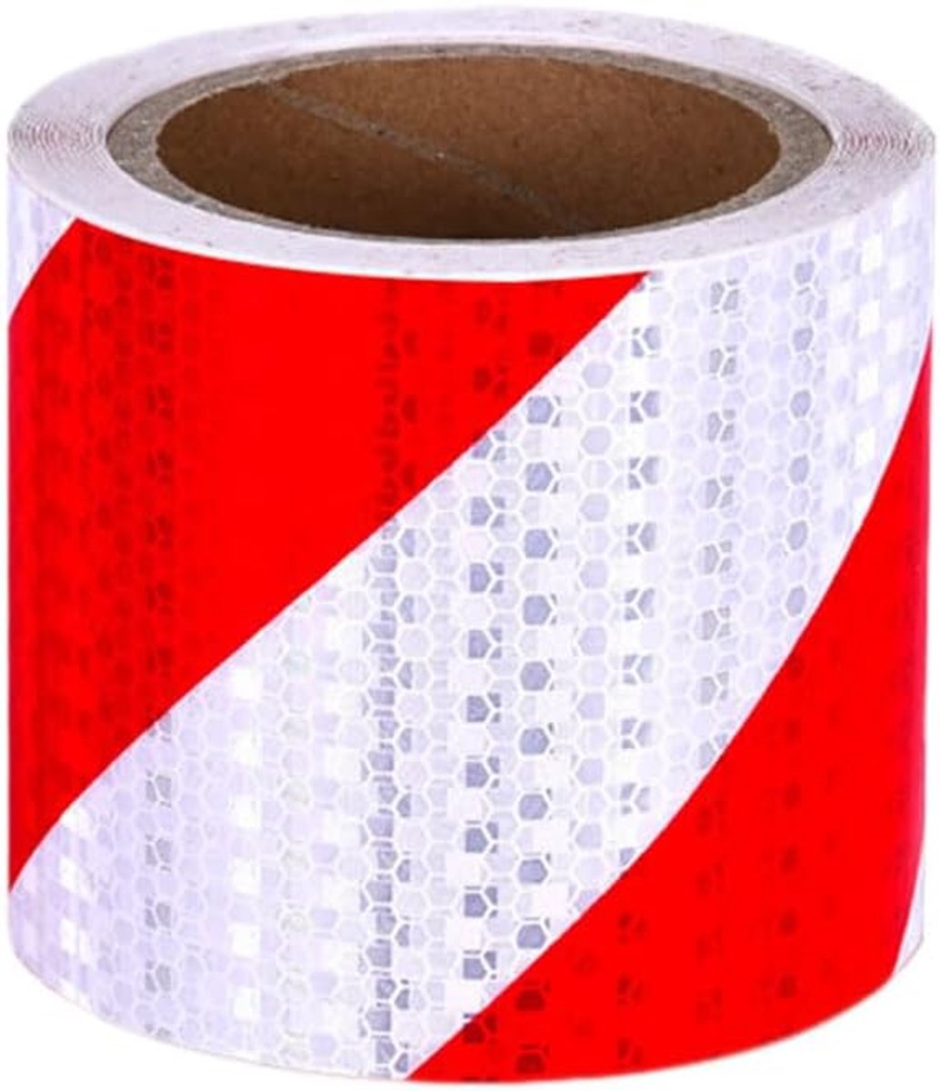 SnelShoppen - Reflectietape 10cm x 10m Waterdichte Zelfklevende Waarschuwings Tape voor Voertuigen, Auto's, Trailers, Buiten, Rood, Veiligheidstape
