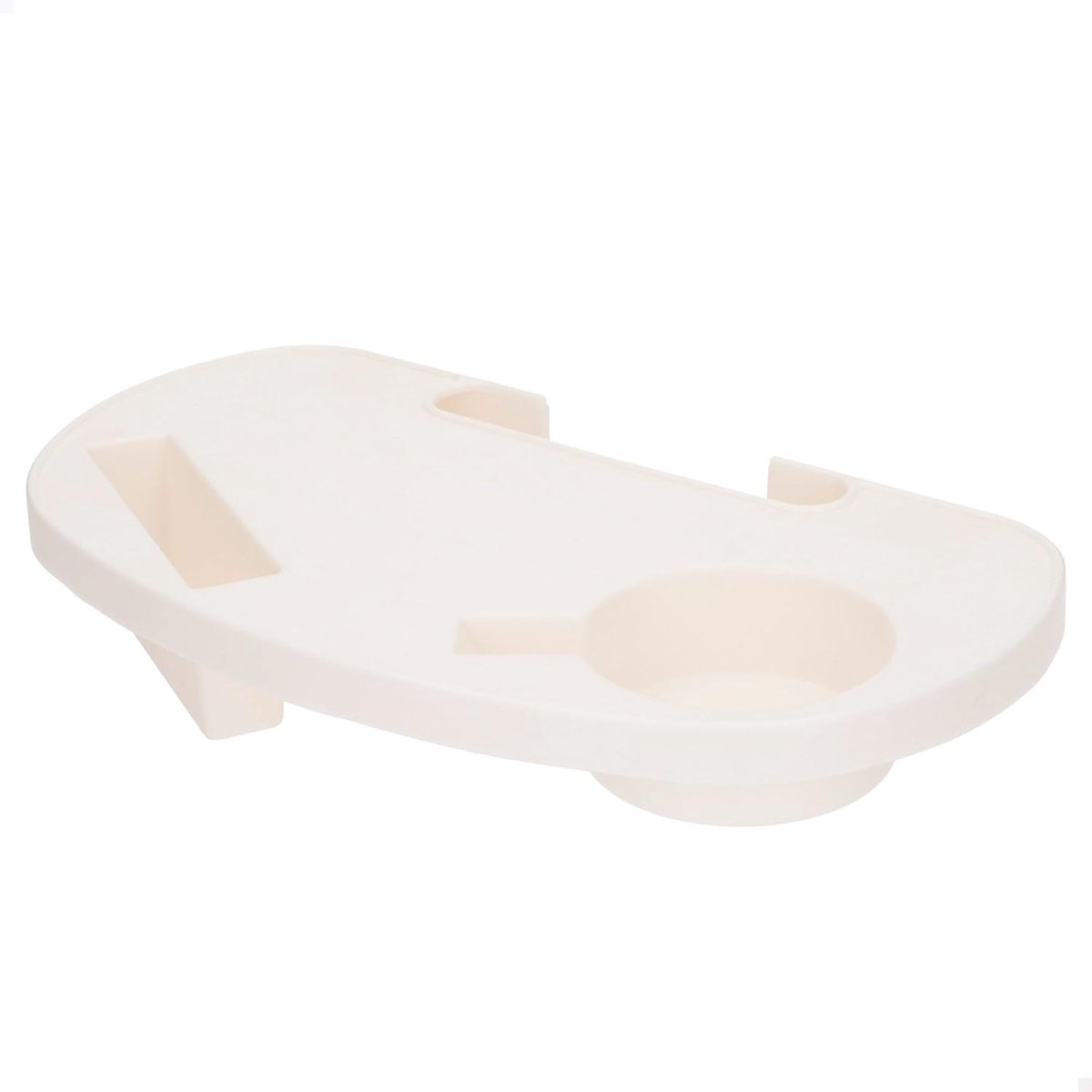 SnelShoppen - Multifunctionele Strandstoel Tafel Wit Polypropyleen (PP) - Inclusief Drinkhouder, Telefoon Pocket, Ideaal voor Camping, Tuin, Zomer Fee