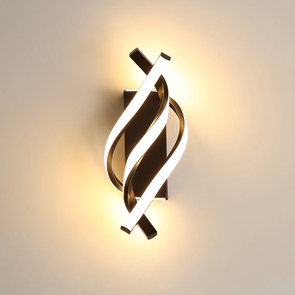 Riserva Vormvrije LED Wandlamp Zwart Modern Minimalistisch Kunstdecoratie 22W 2500lm 3000K Warm Licht 220V Ra80 voor Gang Trap Balkon Zolder