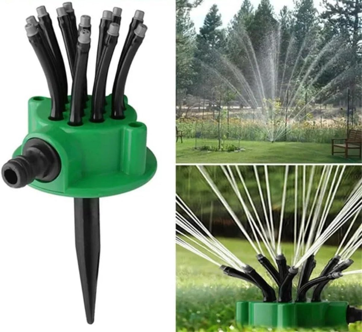 360° Automatische tuinsproeier - Sproeikop - Sproeier - Irrigatiesproeier - Tuinirrigatiegereedschap - Geschikt voor huizen, gazons, terrassen en groene zones -groen- 11,5*21,6 cm