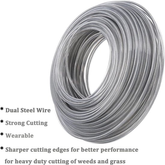 Grastrimmer draad - Maaidraad staal - Onkruid verwijderen - Duurzaam staal nylon - 30 meter - Grijs — afbeelding 5