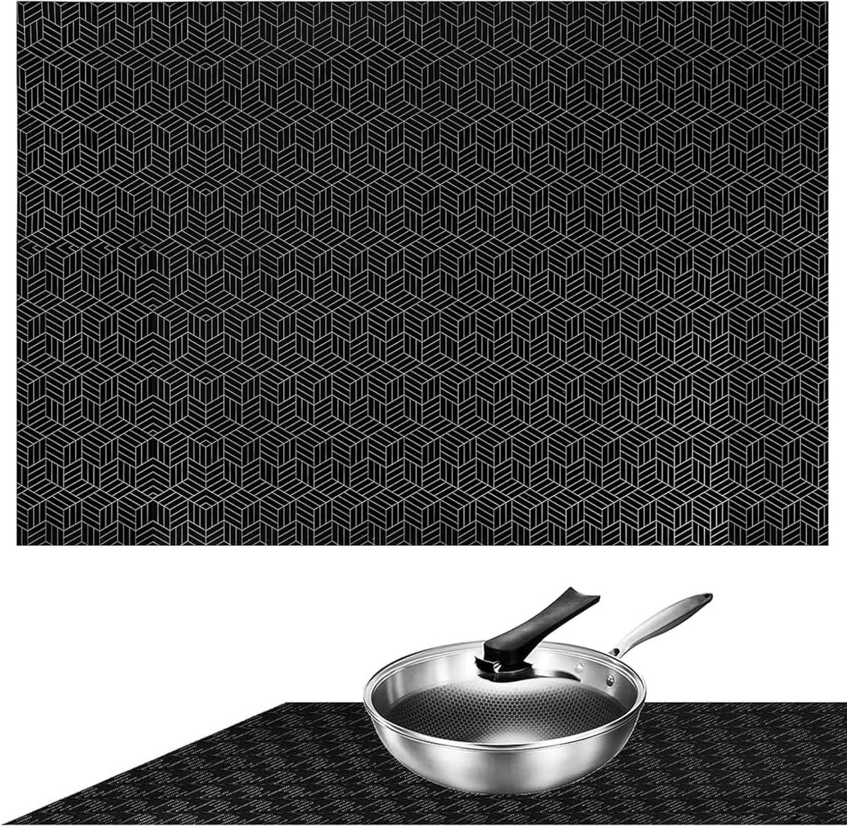 Inductie Beschermmat Kookplaat Mat Keuken Beschermen Hittebestendig Siliconen 52x78cm Zwart