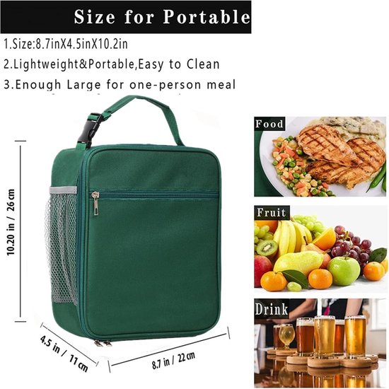 Lunchtas - Geïsoleerde Lunchbox - Compacte Koeltas voor Werk en School - Waterdicht en Opvouwbaar - Met Verstelbare Schouderband - 6.3 Liter - Groen van Bobypet — afbeelding 2