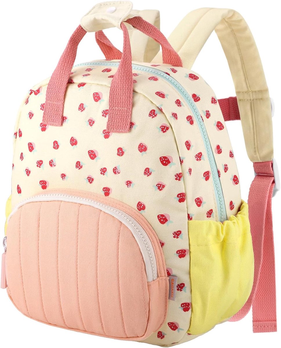 Kinderrugzak Meisjes - 30 cm Schattige Schooltas met Aardbeienprint - Lichtgewicht Peuter Rugzak voor Kinderen van 2-6 Jaar - Ideaal als Verjaardagscadeau - Roze