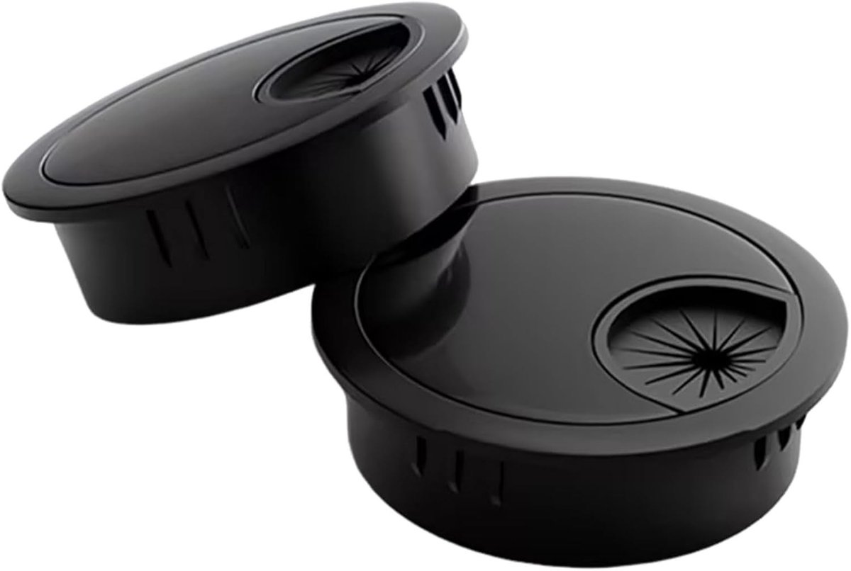 2 Stuks Kabeldoorvoer 60mm voor Bureau, Tafel Kabelmanagement van Metaal Zinklegering met Borstel, Perfect voor Werkblad en Kabelbeheer