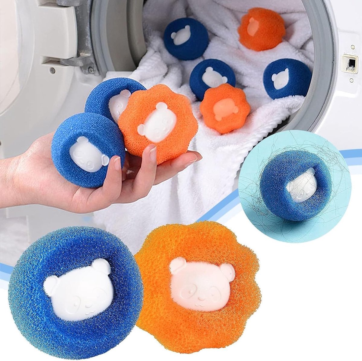 Haarverwijderende Ballen voor Wasmachine en Droger - Herbruikbare Lintballen voor Katten- en Hondhaar, Anti-Winding en Effectieve Vachtverwijdering