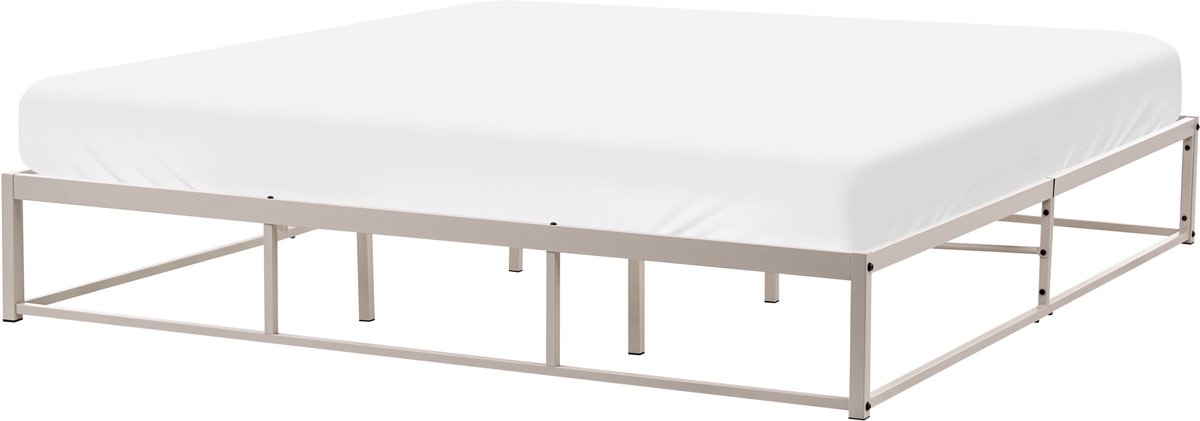 VIRY - Tweepersoonsbed - Lichtbeige - 180 x 200 cm - IJzer