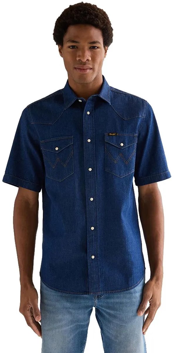 Wrangler Western Overhemd Met Korte Mouwen Blauw 2XL Man